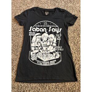 Too Fast (SMALL) Satan Says T shirt Goth Switchblade